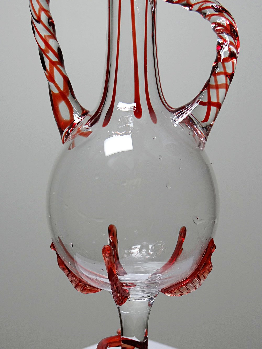 Vintage Vase Filigrana/Zanfirico von Murano Rot