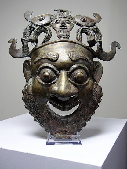 Vintage Bronzemaske Bamoun Kamerun braun Dekoration