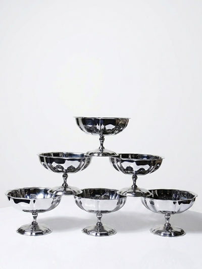 Lot de 5 coupes à dessert vintage sur pied, style bistrot