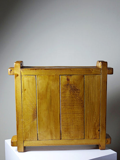 Vintage Tablett Massivholz mit Griffen, rustikal, handgefertigt
