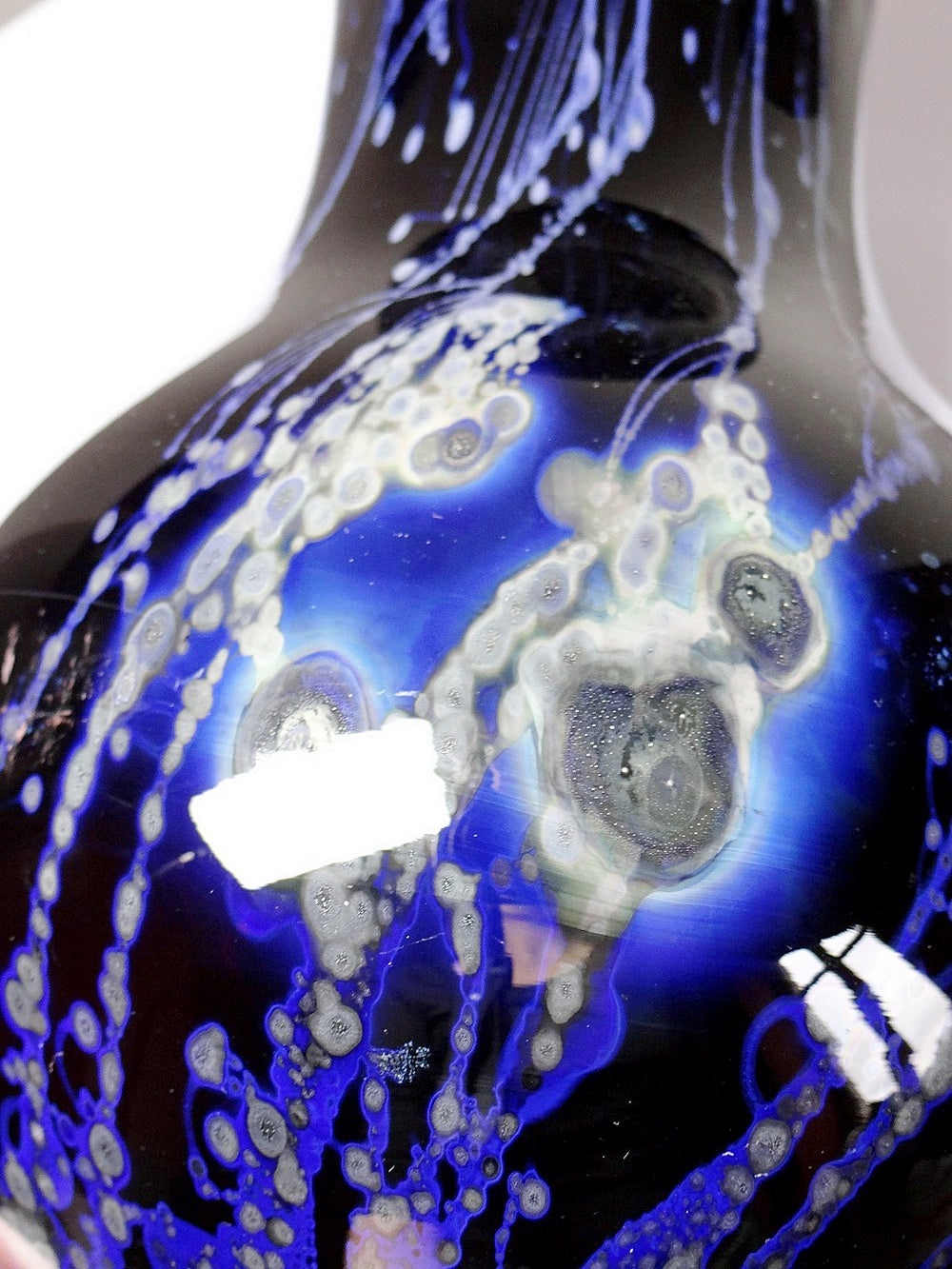 Vintage Kunstglasvase Violett mit Silberinclusionen von Studio Glass für Frankreich