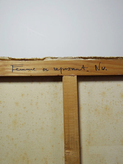 Vintage Gemälde Frau ruhend von Fortunato Pirazzini für GrauDekoration
