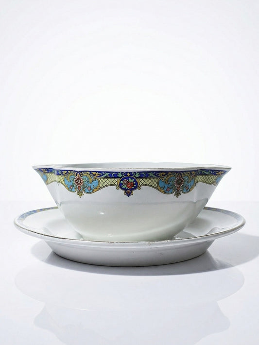 Vintage Sauciere Lunéville Opaque von Lunéville für France polychromes Dekor