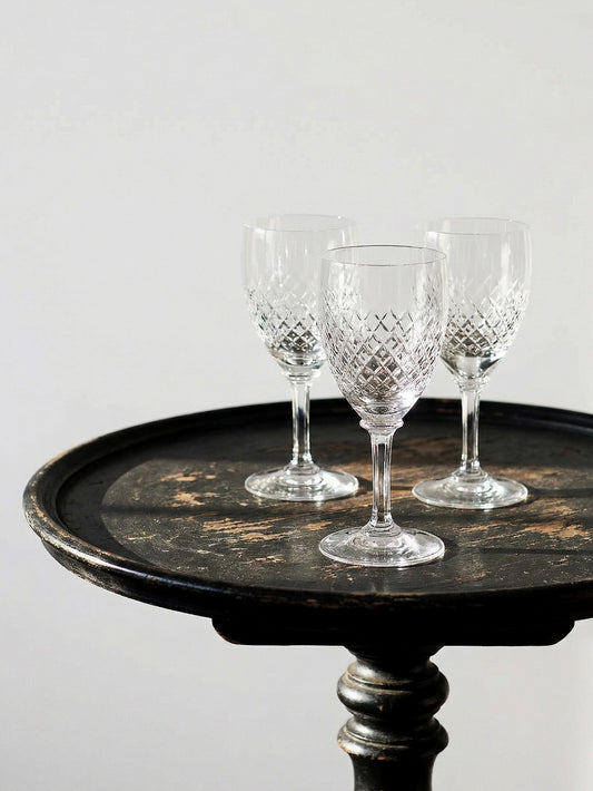 Vintage Glas Saint-Louis Stil Trio aus Kristall port oder Aperitif 1950-1970 Durchsichtig