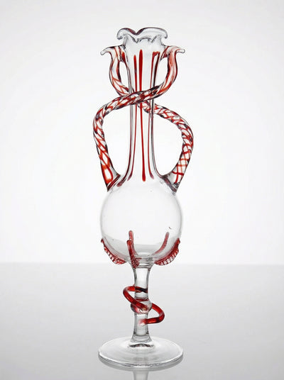 Murano Filigrana/Zanfirico Red Vase