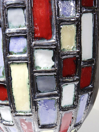 Vintage modernistische Vase aus schwarz glasierter Kunstkeramik