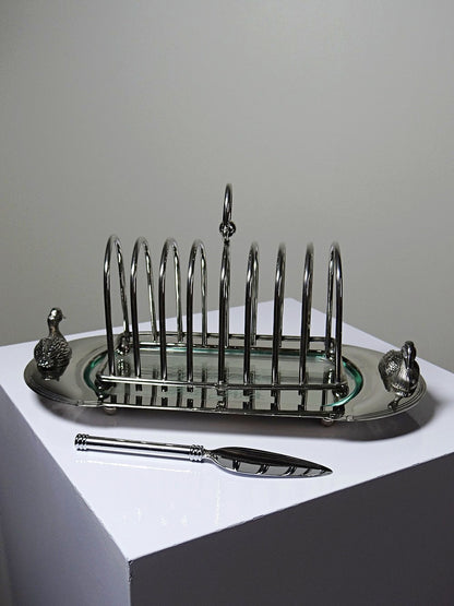 Vintage Foie-Gras-Service-Set Silbergeschirr mit Toastständer und Schaufel