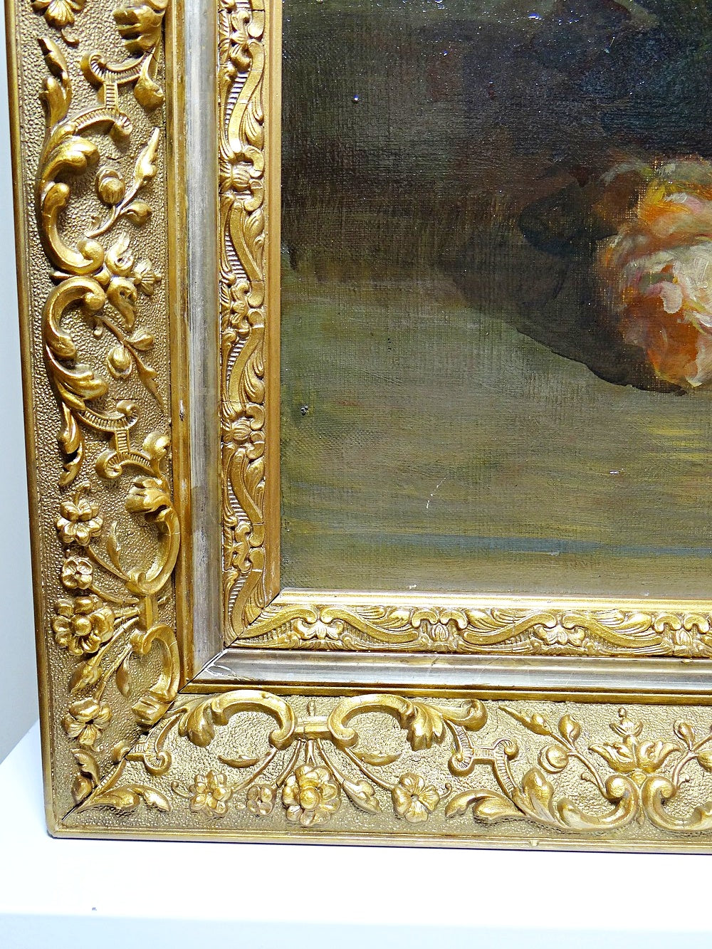 Vintage Gemälde Bouquet of Roses signiert Saubagnol französisch um 1890-1910