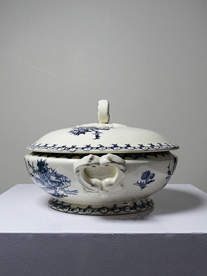 Vintage Suppenterrine Chardons von Gien für Porcelaine Opaque de Gien blau dunkelblau
