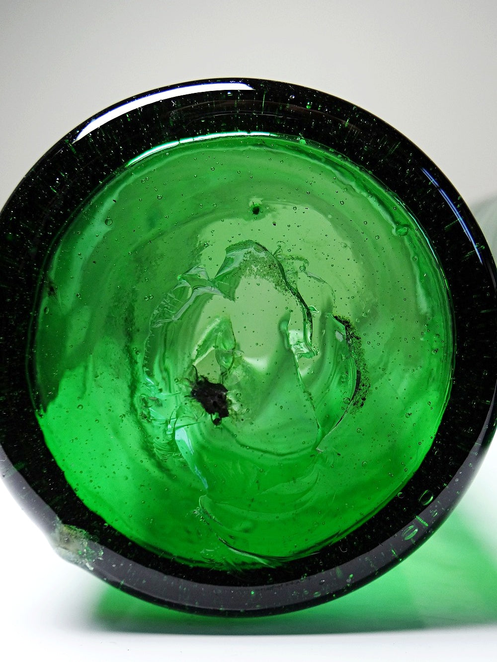 Vintage Glas Set von 2 grün gedrehtes mexikanisches mundgeblasenes Glas, groß