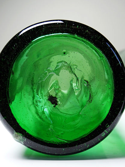 Vintage Glas Set von 2 grün gedrehtes mexikanisches mundgeblasenes Glas, groß