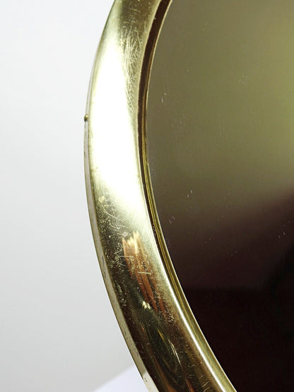 Vintage Tischspiegel oval aus vergoldetem Metall