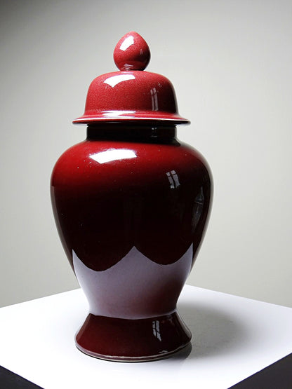 Vintage Vase chinesischer Ingwertopf oxblood und Celadon Keramik