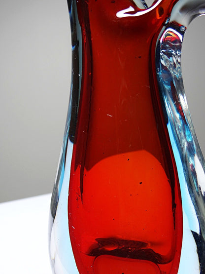 Vintage Vase Sommerso von Flavio Poli für Murano rot blau transparent