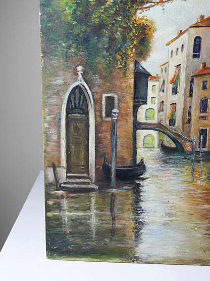 Vintage Gemälde Venedig Canal und Fassaden warme Töne