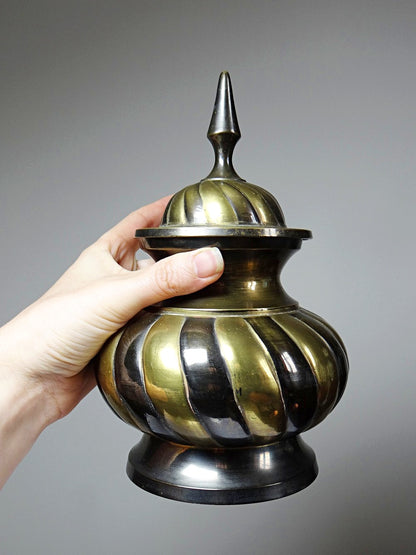 Vintage Deckeltopf Messing ভারতীয়es Kunsthandwerk gedreht