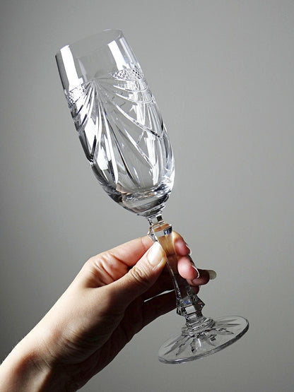 Vintage Champagnerflöte Gérard Set von 6 Kristall aus Lothringen, durchsichtig, Geschirr