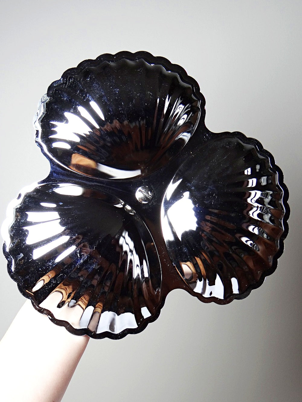 Vintage Servieraccessoire mit 3 Schälchen aus versilbertem Metall, Muscheldekor