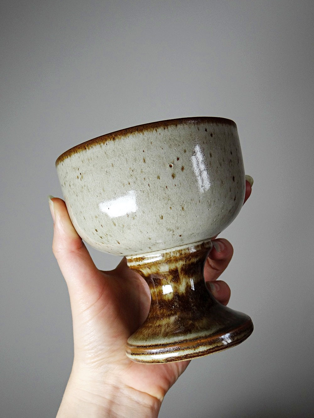 Set von 4 Vintage Cidreschale/Eisbecher auf Fuß aus glasierter Keramik England