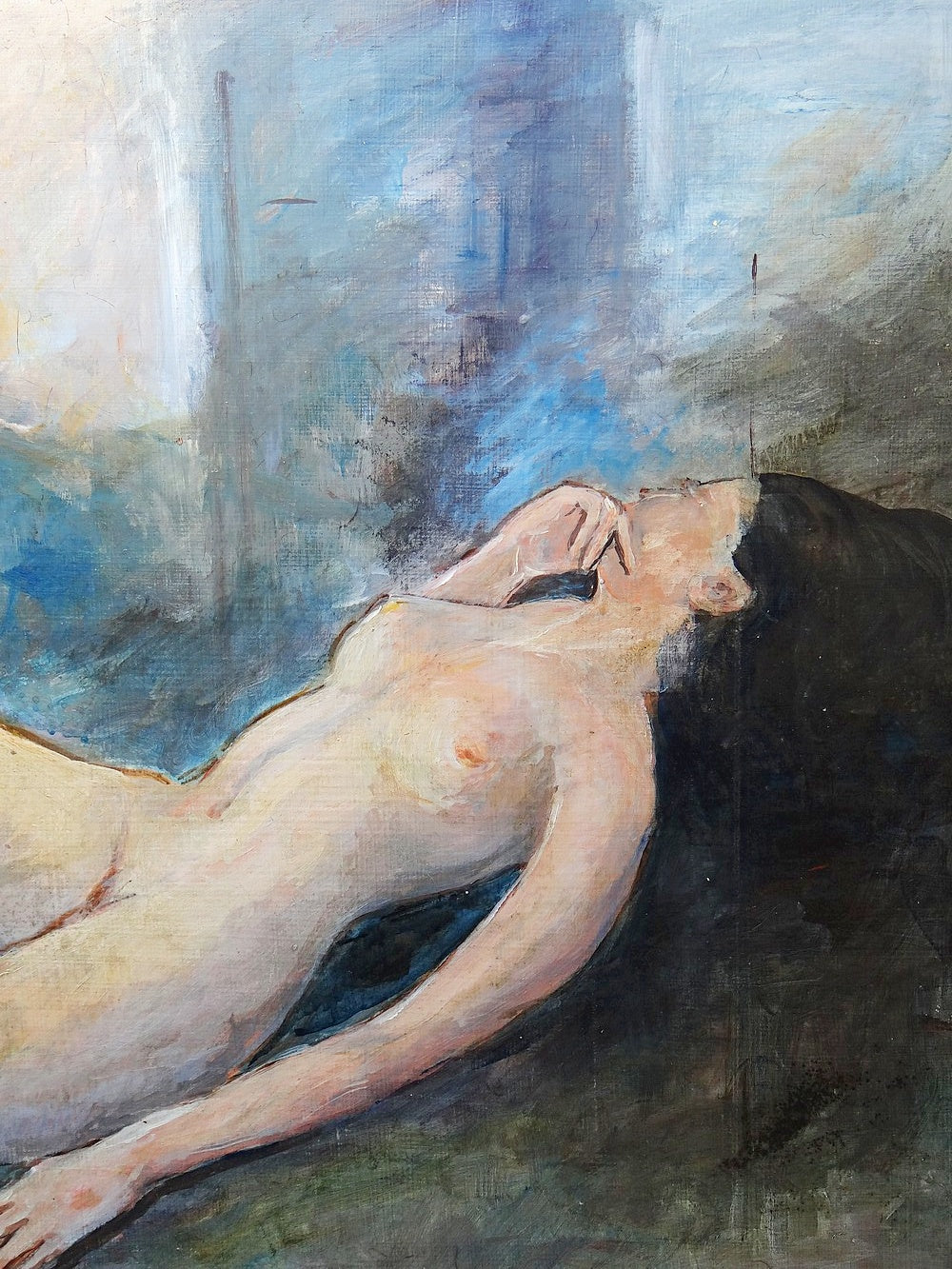 Vintage Gemälde Liegender Frauenakt von Unbekannt für BeigeKunst
