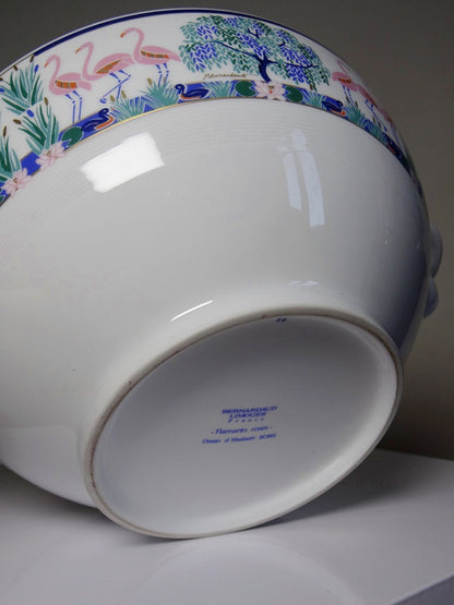 Vintage Servieraccessoire Flamants Roses Soupiere von Elisabeth Borel für Bernardaud Weiß