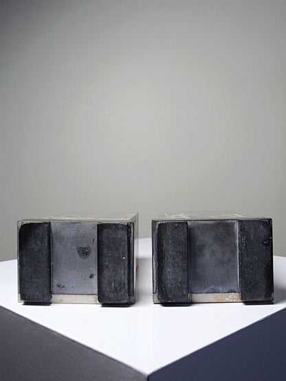 Vintage Set von 2 Buchstütze Art Déco, Kamin Deko, Marmor antik, Frankreich 1920-1930