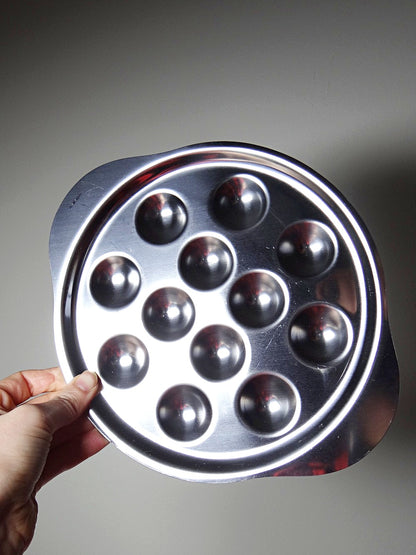 Vintage Schneckentablett Set von 6, Frankreich, 1980er-90er, Inox 18/10, Edelstahl, Silber