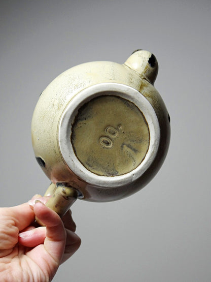 Vintage Teekanne Set von 2 im Stil von Denbac beige braun schwarz Keramik