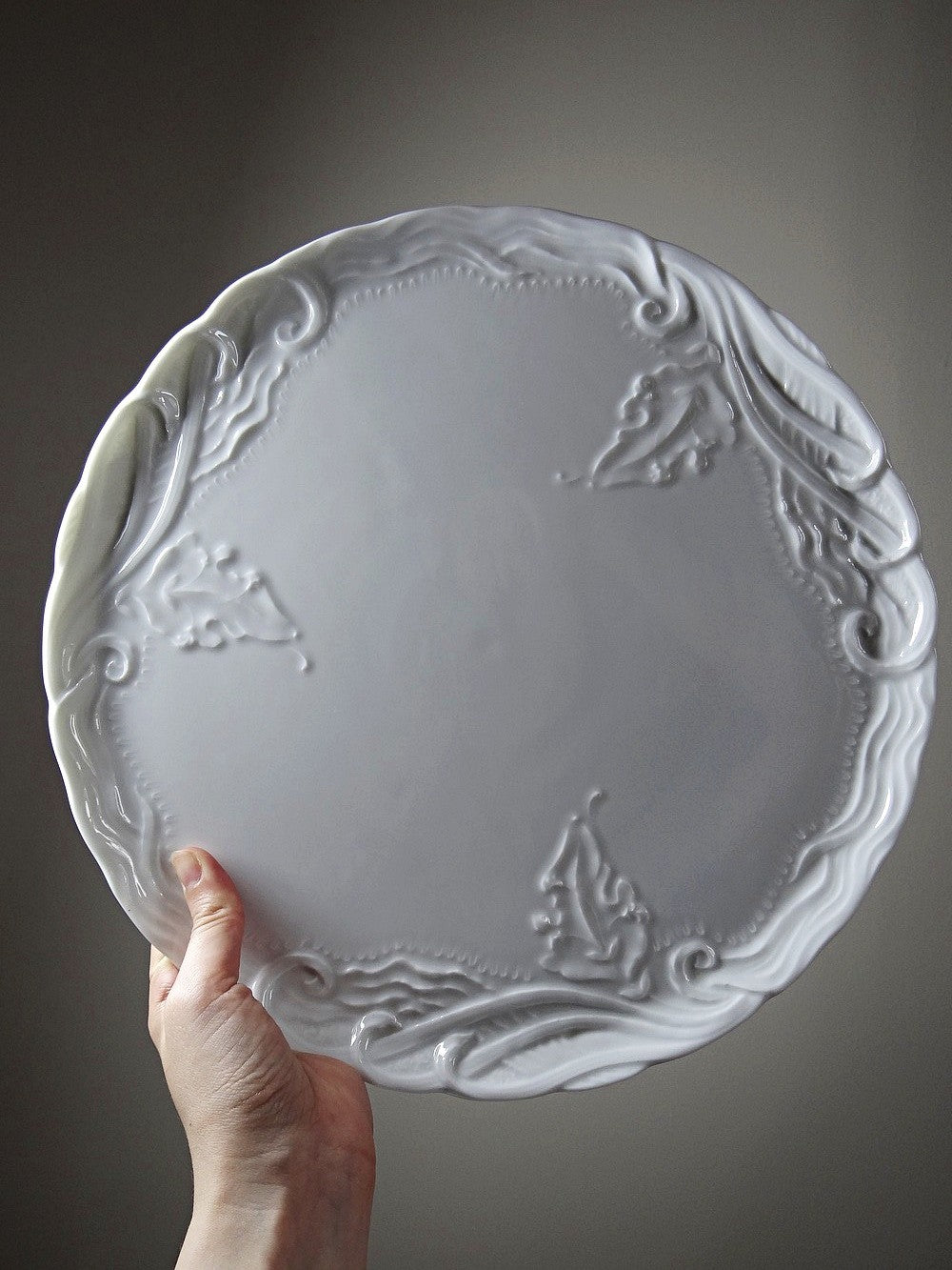 Vintage Tortenplatte Limoges France Porzellan weiß 31 cm