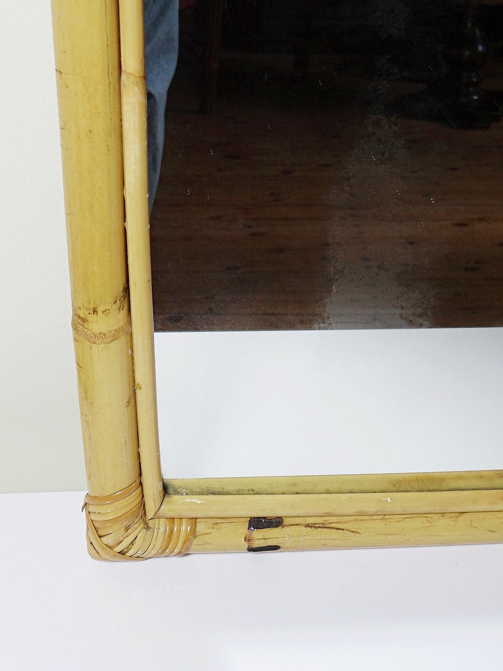 Vintage Wandspiegel mit Bogenform aus Bambus, Riviera Stil