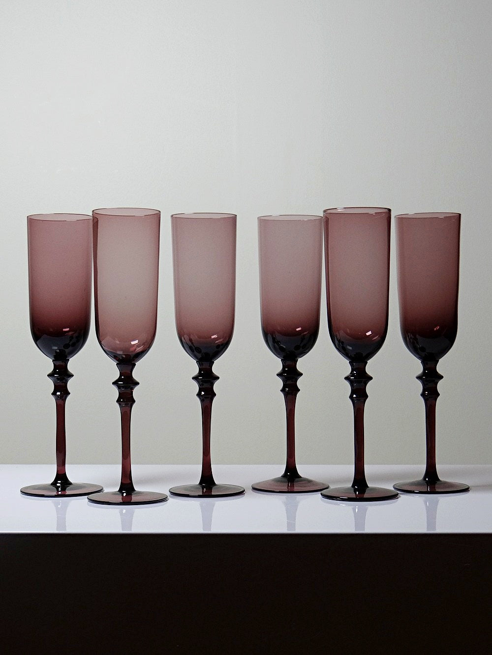 Vintage Champagnerflöte Set von 6 Violett Glas Geschirr Glas weiteres Material weiteres Material