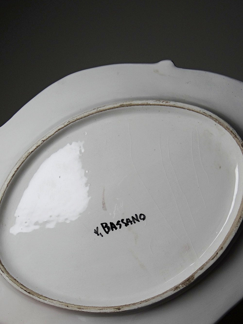 Vintage Servierplatte von Bassano für Bassano mit geflochtenen Griffen