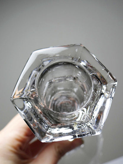 Vintage Kerzenhalter aus gedrehtem Pressglas durchsichtig Dekoration