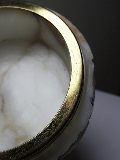 Vintage Aschenbecher Hollywood Regency Mid Century aus Alabaster und Metall