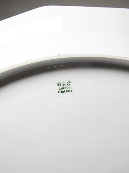Vintage Servierplatte von Bernardaud für B und C° mehrfarbiges Blumendekor Porzellan