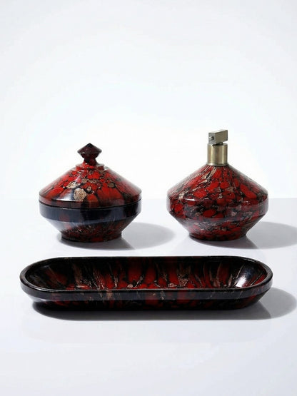 Vintage Bad-Set von Vincenzo Nason für Murano Aventurin Glas schwarz rot