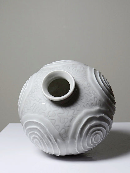 Vintage Vase Art Déco Porzellankugel 1935 Weiß Dekoration