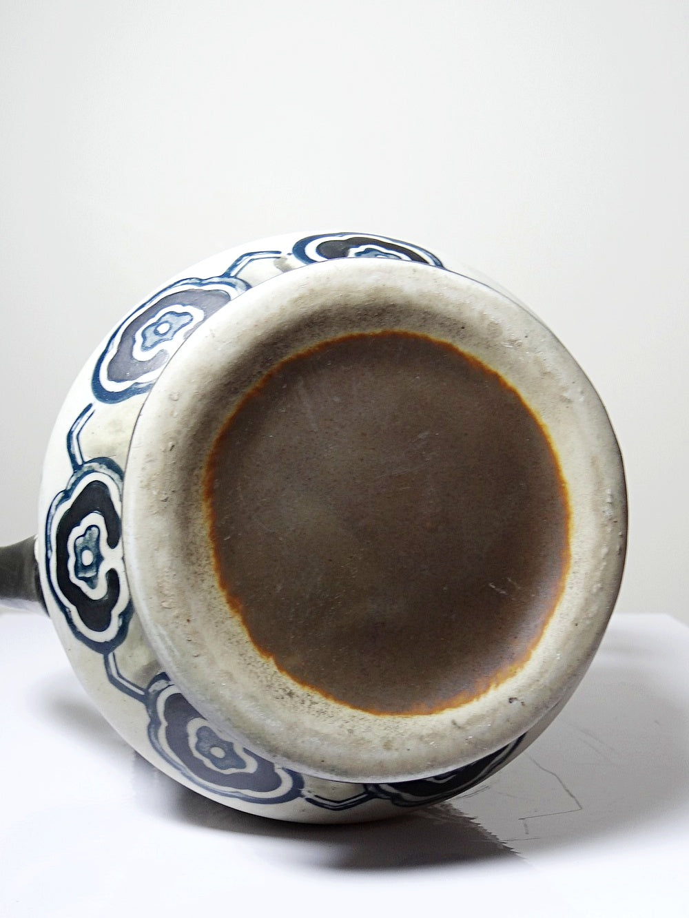 Vintage Vase Art Déco 1920-40, Jugendstil und Chinoiserie Dekor Beige