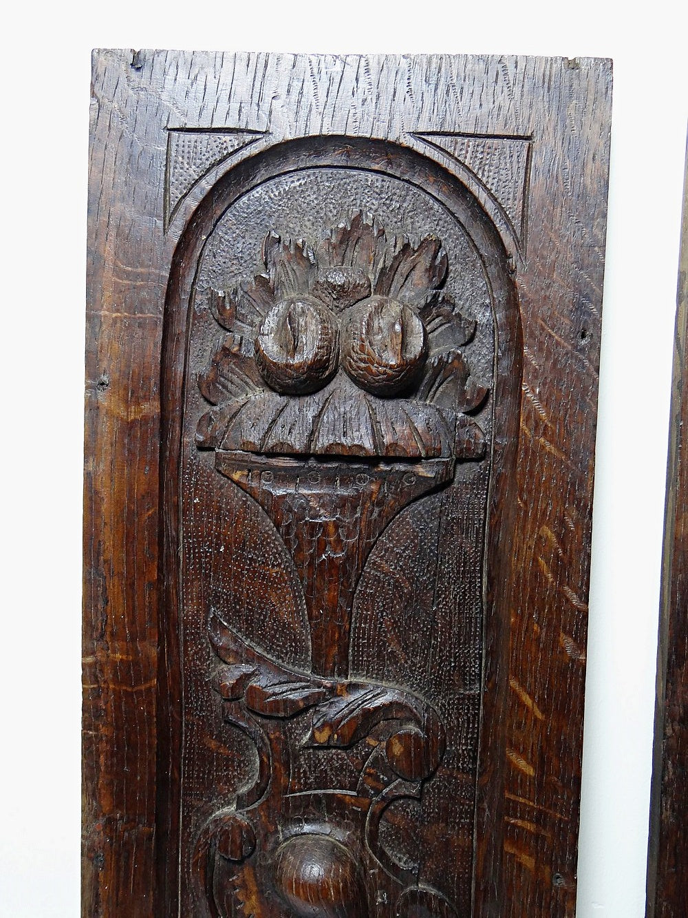 Vintage Wandpaneel Set von 2 dunkelbraun weiß Dekoration Eichenholz