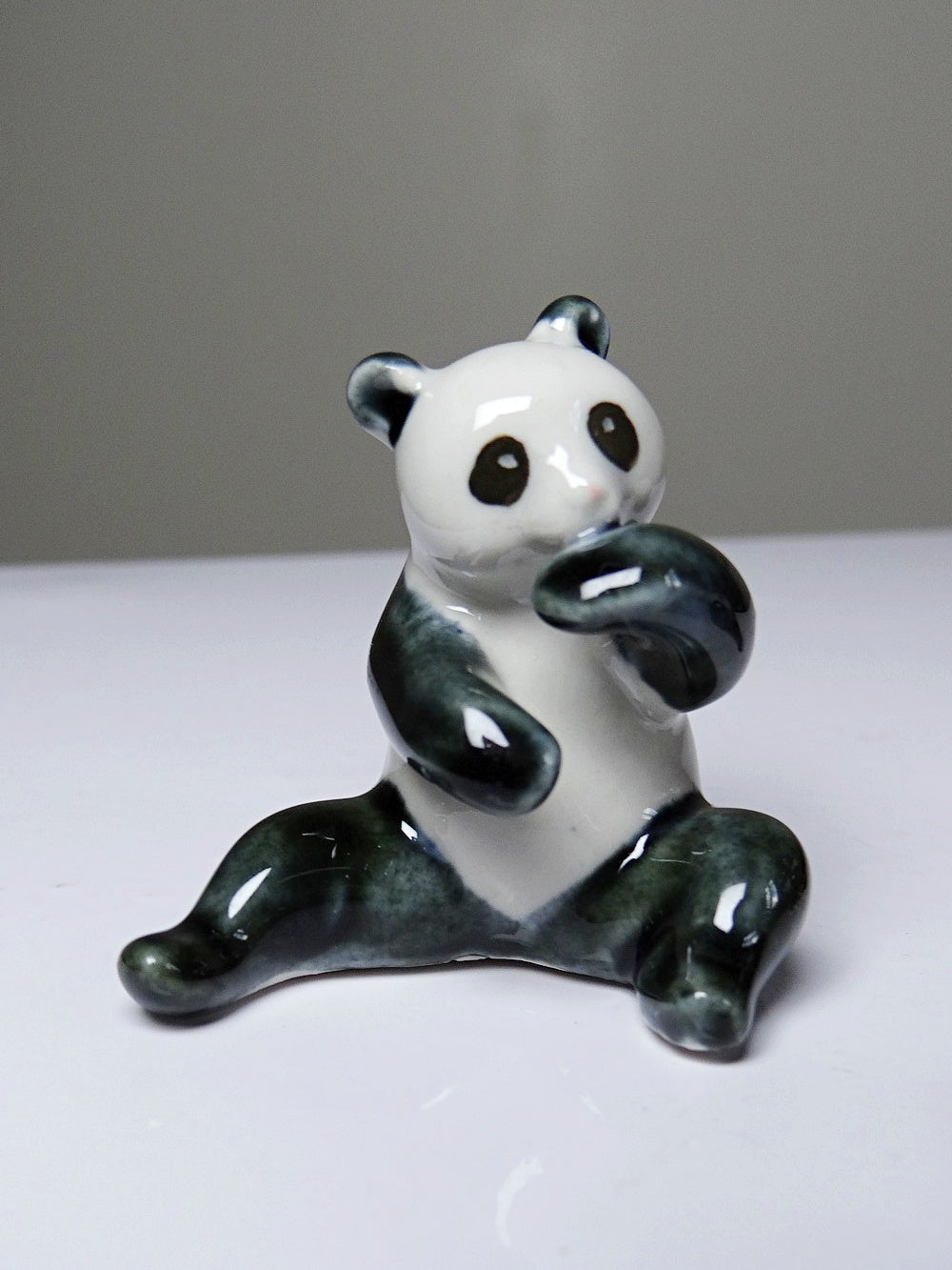 Vintage Porzellan Panda Figurine Set von 3 China Stempel handbemalt 1980er-90er