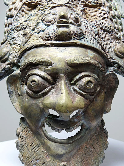 Vintage Maske Bamoun für BraunDekoration Afrikanische Bronze-Maske aus Kamerun