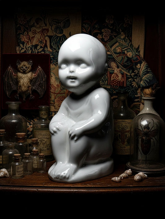 Vintage Porzellanfigur von UC Limoges Weiß Kunstobjekt