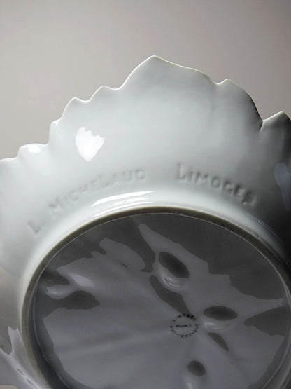 Vintage Schale Weinblatt von L. Michelaud für Limoges celadonfarben