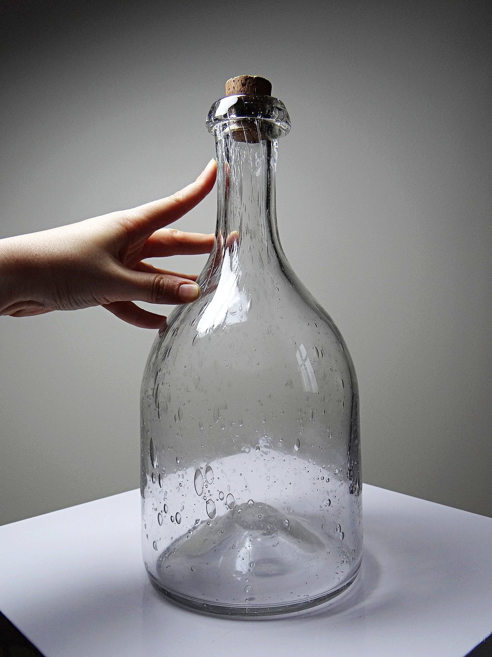 Vintage Flasche Servieraccessoire durchsichtig, Glas, Kork