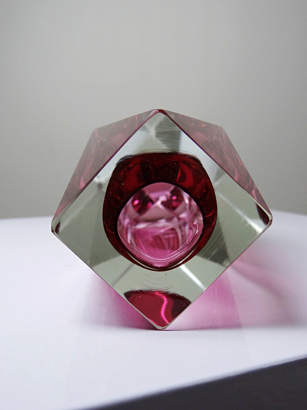 Vintage Vase Sommerso von Flavio Poli oder Alessandro Mandruzzato für Seguso Vetri rosa klar