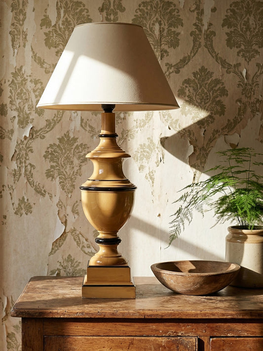 Vintage Lampe Verdennes von Le Dauphin helles Holz schwarz