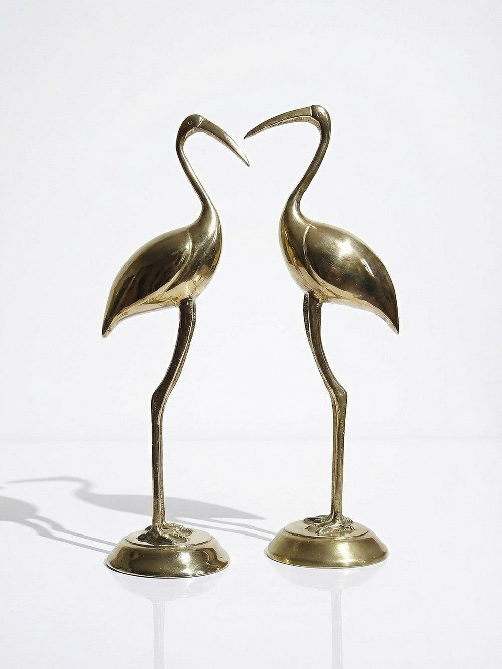Vintage Set von 2 Kranich Figur aus Messing, dekorativ