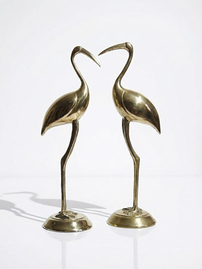 Vintage Set von 2 Kranich Figur aus Messing, dekorativ