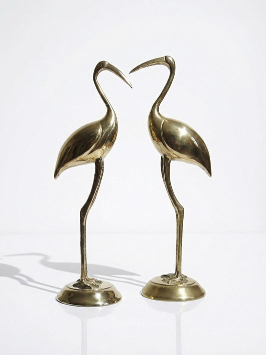 Vintage Set von 2 Kranich Figur aus Messing, dekorativ
