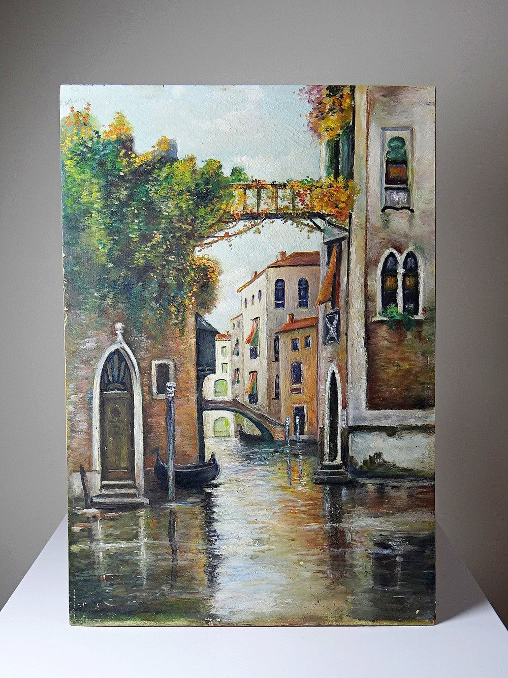Vintage Gemälde Venedig Canal und Fassaden warme Töne